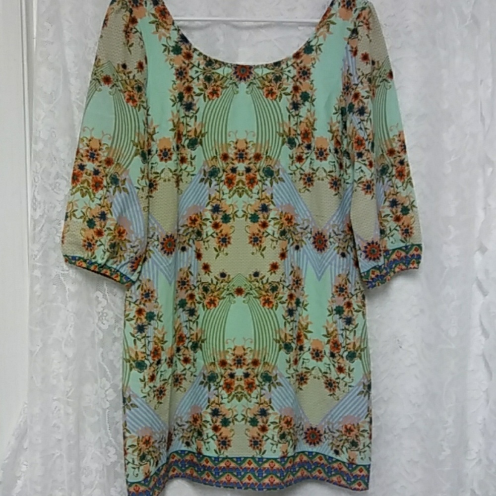 Boho Dress Tunic Festival Floral Whimsical Resort Feminine Ethereal Flowy Pastel